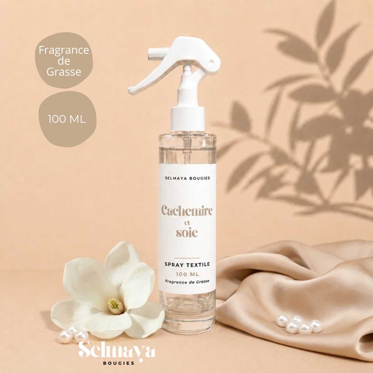 Spray textile Cachemire et soie 100 ml | Selmaya Bougies