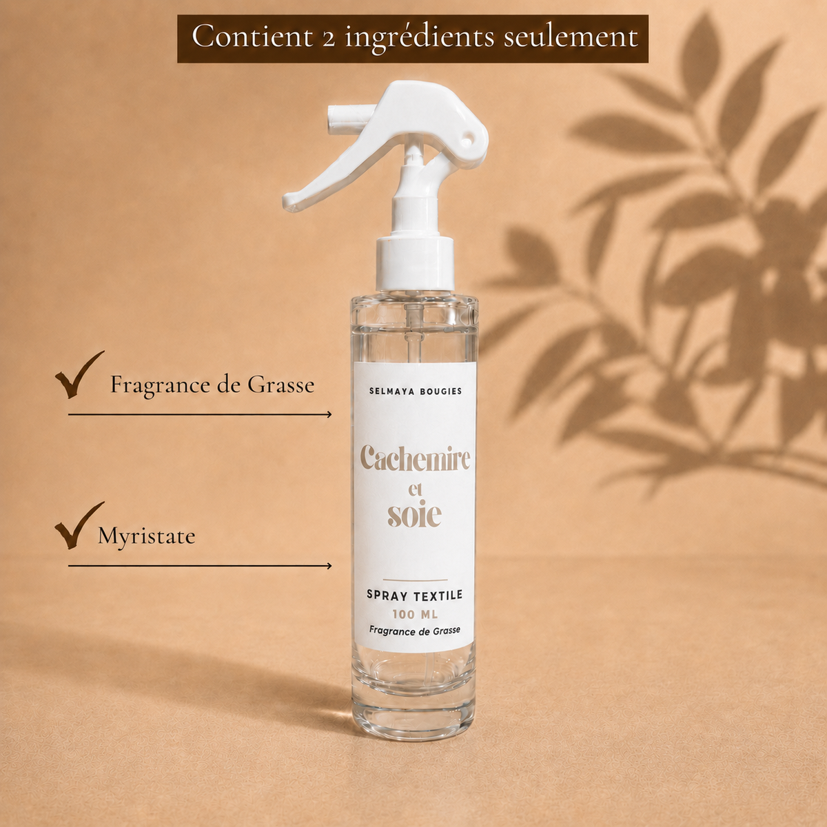 Spray textile Cachemire et soie 100 ml | Selmaya Bougies