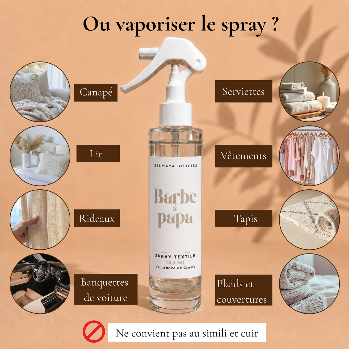 Spray textile Barbe à papa 100 ml | Selmaya Bougies