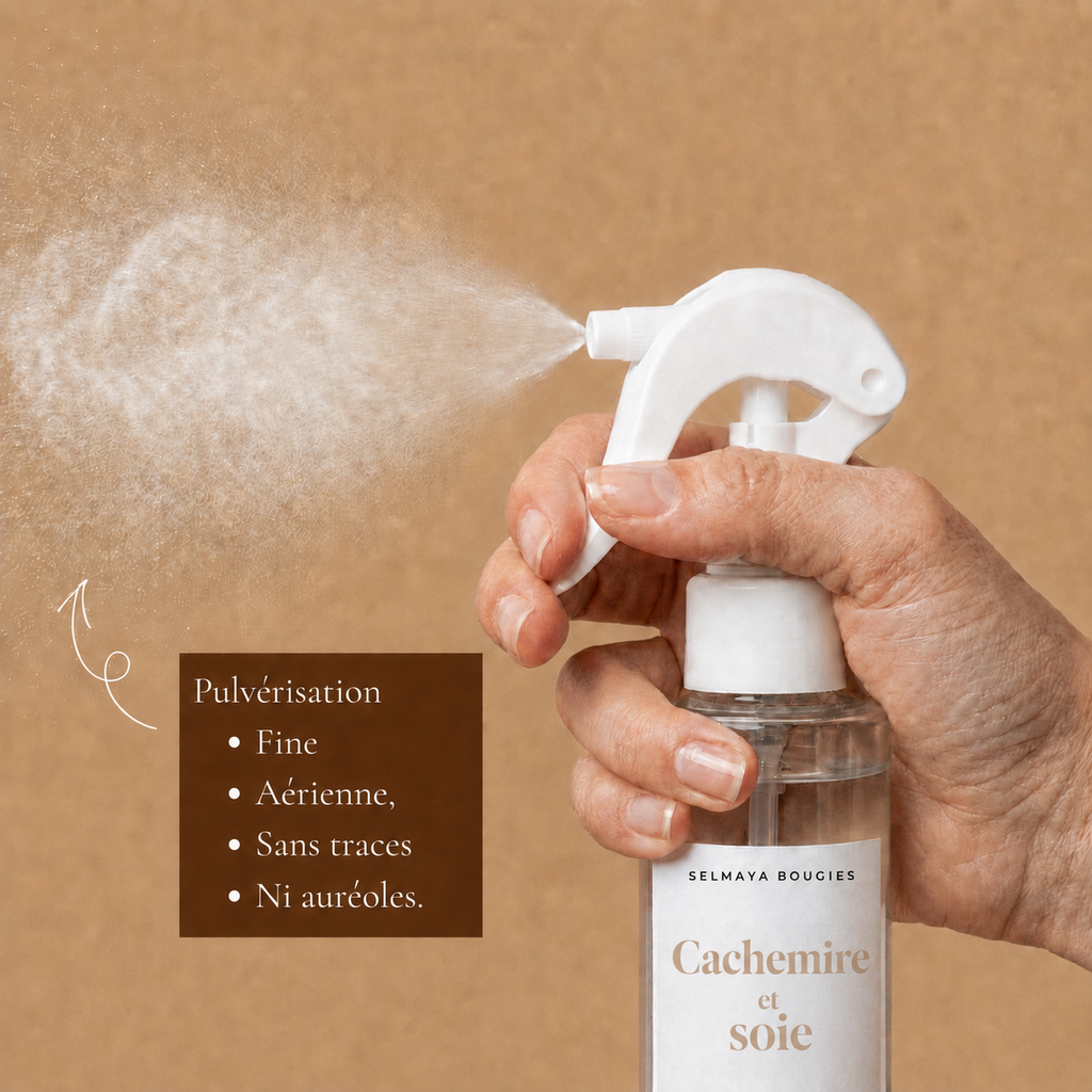 Spray textile Cachemire et soie 100 ml | Selmaya Bougies